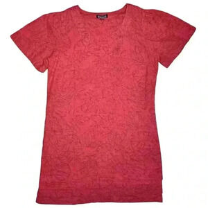 Nicole Miller Original Red Floral Linen Blend Shift Dress Medium